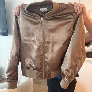Topshop Satin Bomber Jacket - Brown